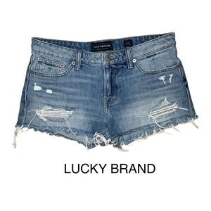 Lucky Brand Medium Wash Blue Jean Cut Off Ripped Denim Shorts